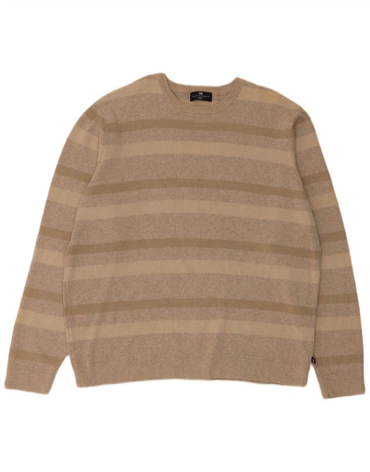 Marks & Spencer Maglione girocollo da uomo in cotone a righe grandi beige