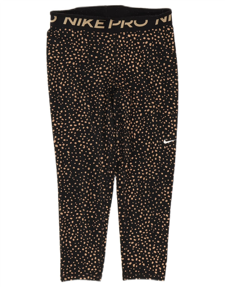 Leggings Capri grafici da donna NIKE UK 12 poliestere maculato nero medio