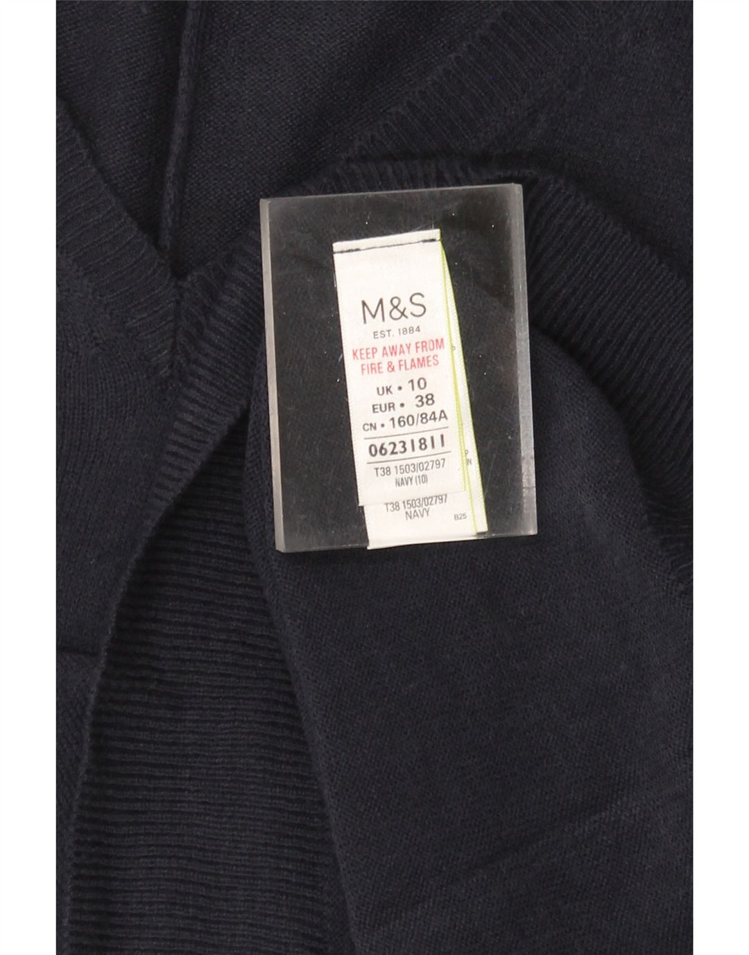MARKS & SPENCER maglione da donna con scollo a V UK 10 piccolo blu navy