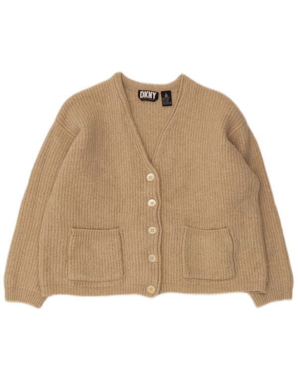 Maglione cardigan oversize da donna Dkny UK 10 piccolo in lana beige