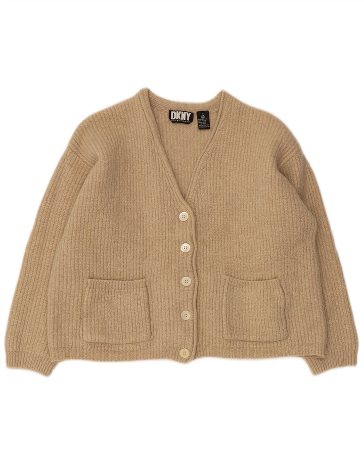 Maglione cardigan oversize da donna Dkny UK 10 piccolo in lana beige