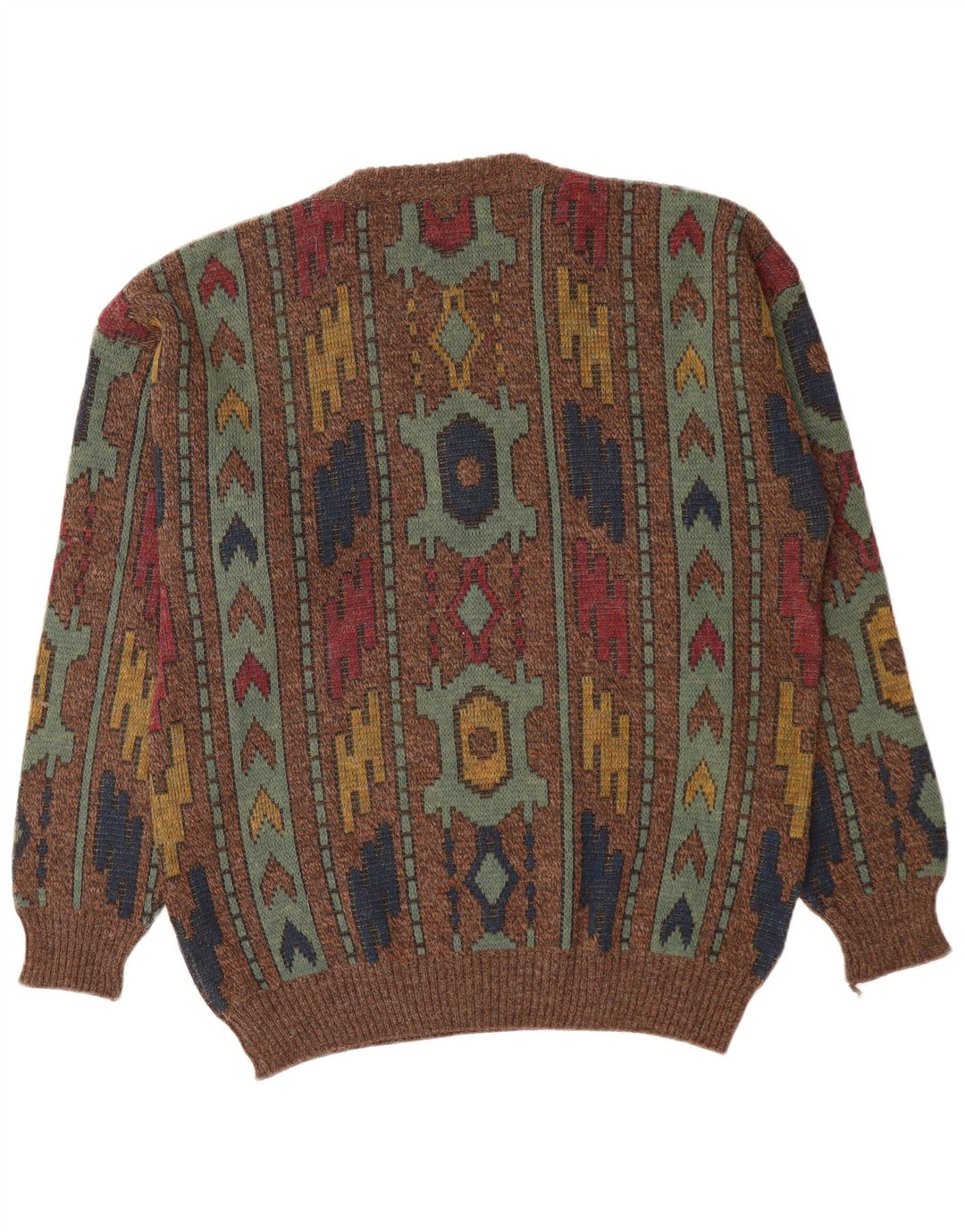 Maglione da uomo con scollo a V VINTAGE IT 50 Marrone medio geometrico