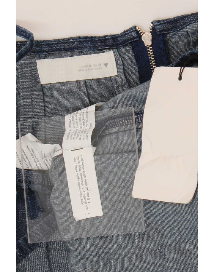 Top da donna in denim Zara da donna UK 12 cotone blu medio
