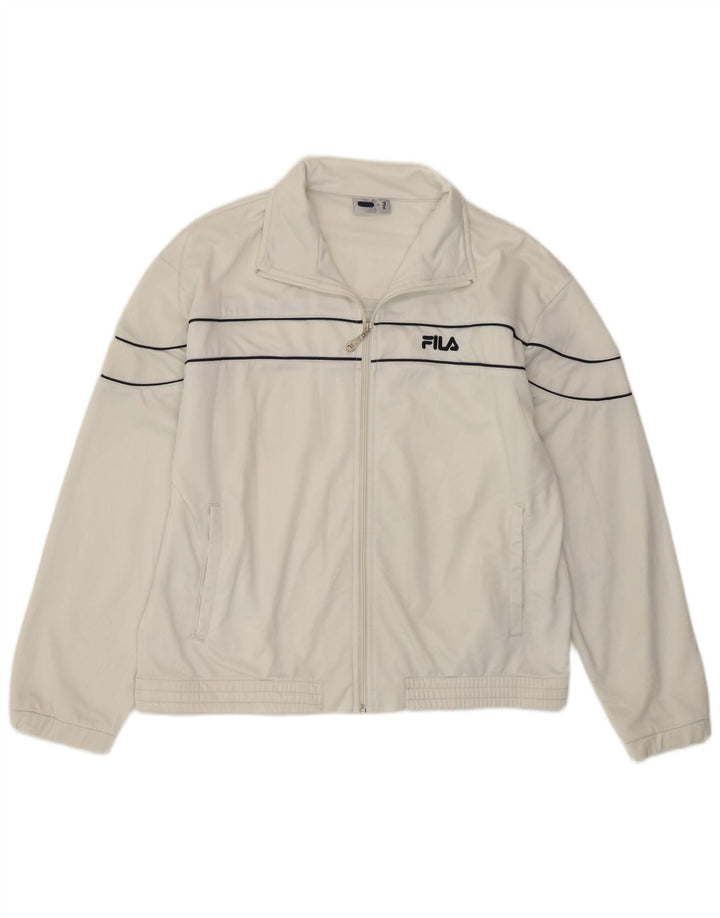 Giacca da ginnastica da uomo Fila Small in poliestere bianco