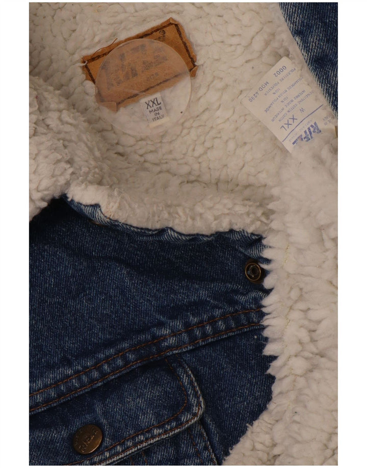 RIFLE Giacca in denim Sherpa da uomo UK 44 2XL Cotone blu