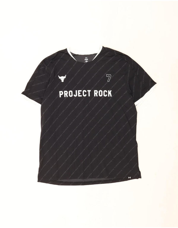 T-shirt grafica da uomo Under Armour Top grande sportivo in nylon a righe nere