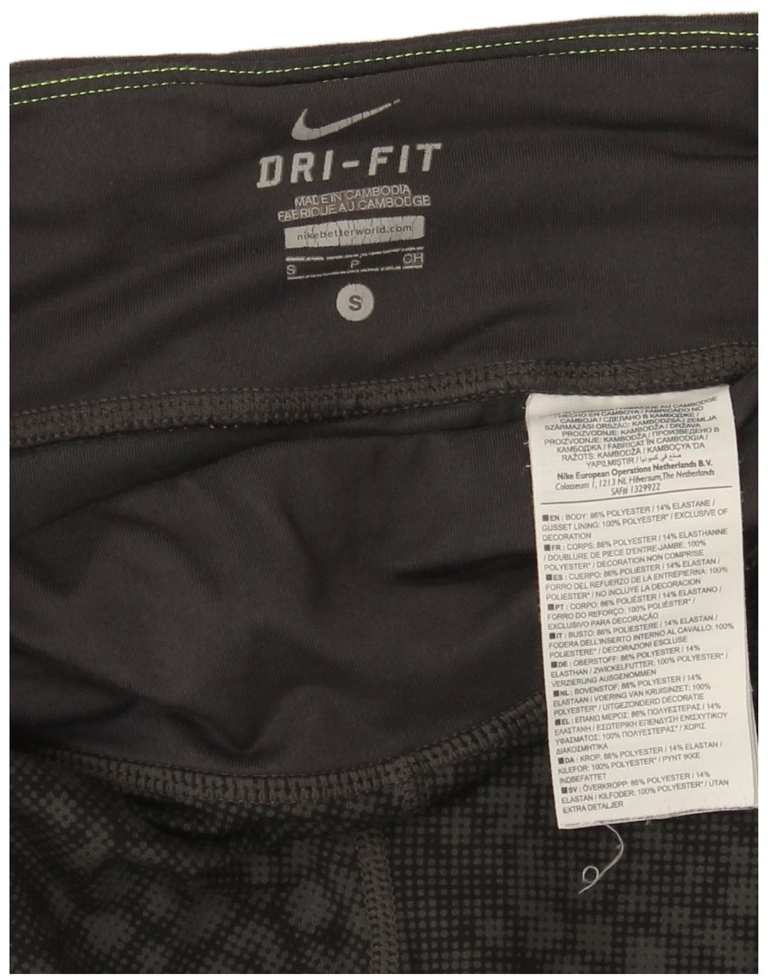 Leggings Nike Dri Fit Capri da donna UK 8 Small Nero Poliestere geometrico