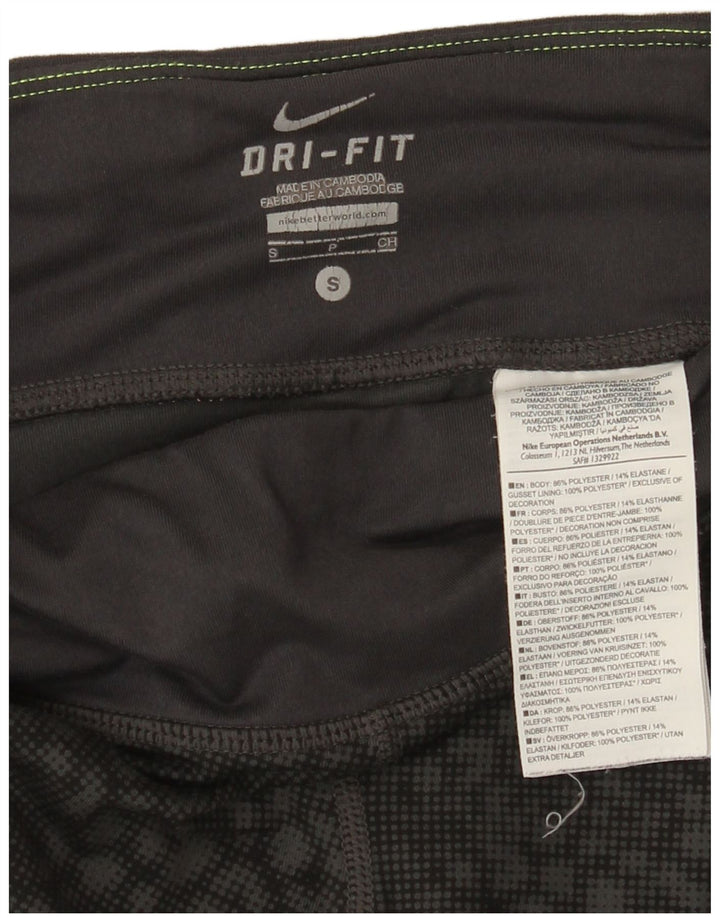 Leggings Nike Dri Fit Capri da donna UK 8 Small Nero Poliestere geometrico