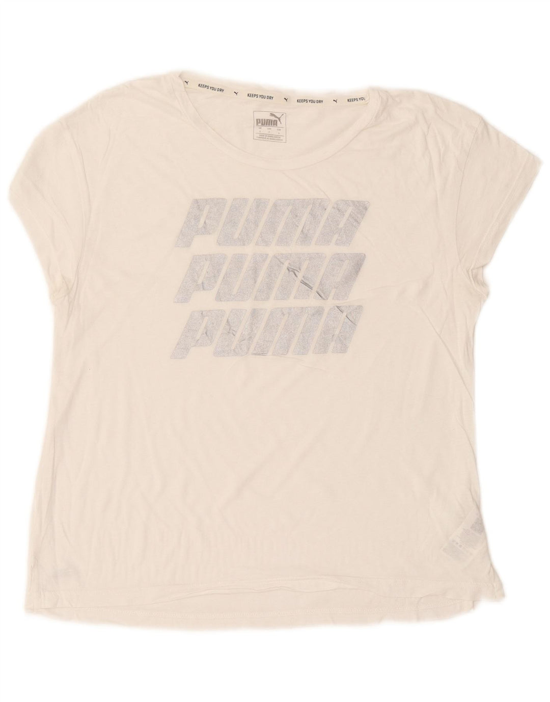 T-shirt grafica oversize da donna Puma UK 10 piccola in cotone bianco