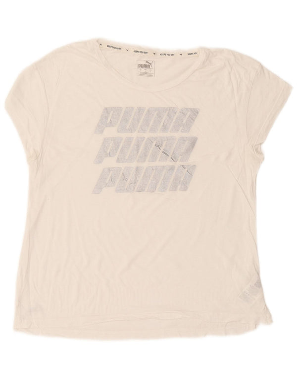 T-shirt grafica oversize da donna Puma UK 10 piccola in cotone bianco