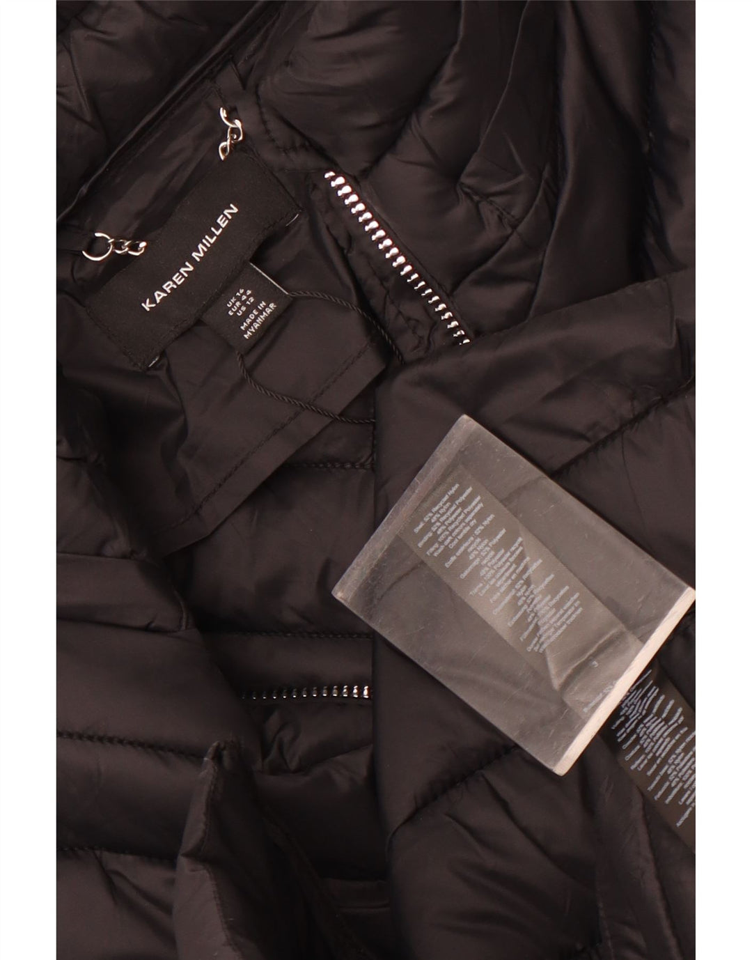 Cappotto imbottito da donna Karen Millen UK 14 grande nylon nero