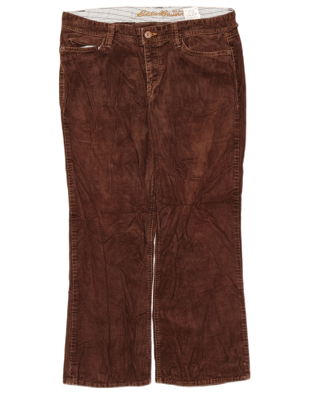 Pantaloni classici da donna in velluto a coste Eddie Bauer US 6 Medium W32 L23 Marrone