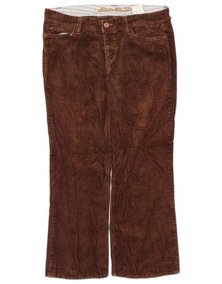 Pantaloni classici da donna in velluto a coste Eddie Bauer US 6 Medium W32 L23 Marrone