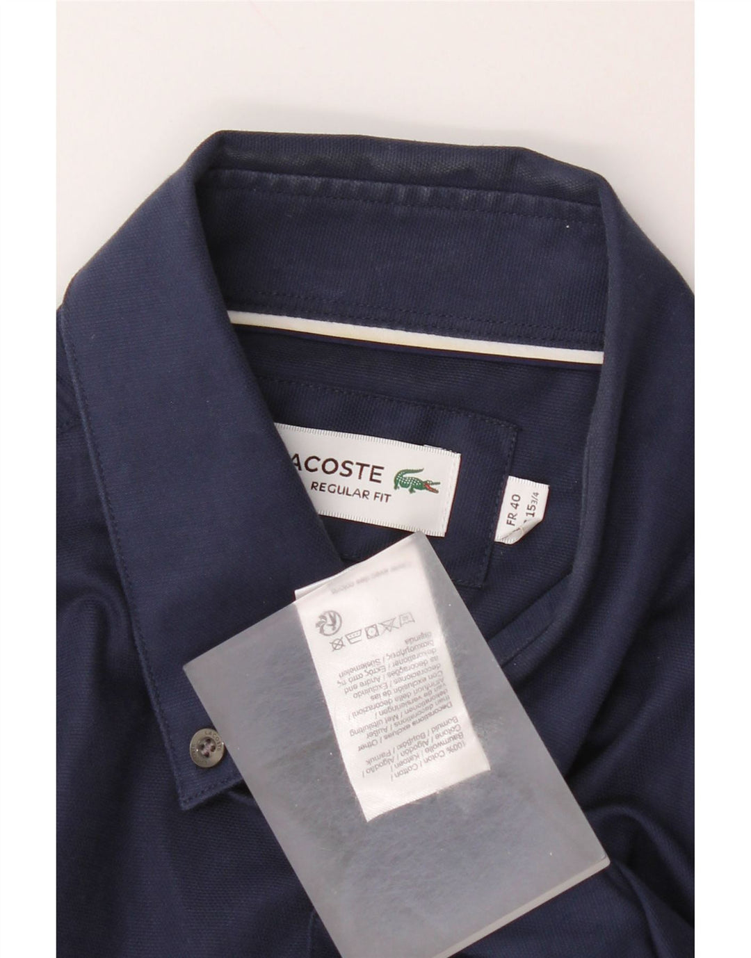 Camicia Lacoste da uomo vestibilità regolare taglia 40 15 1/2 cotone medio blu navy