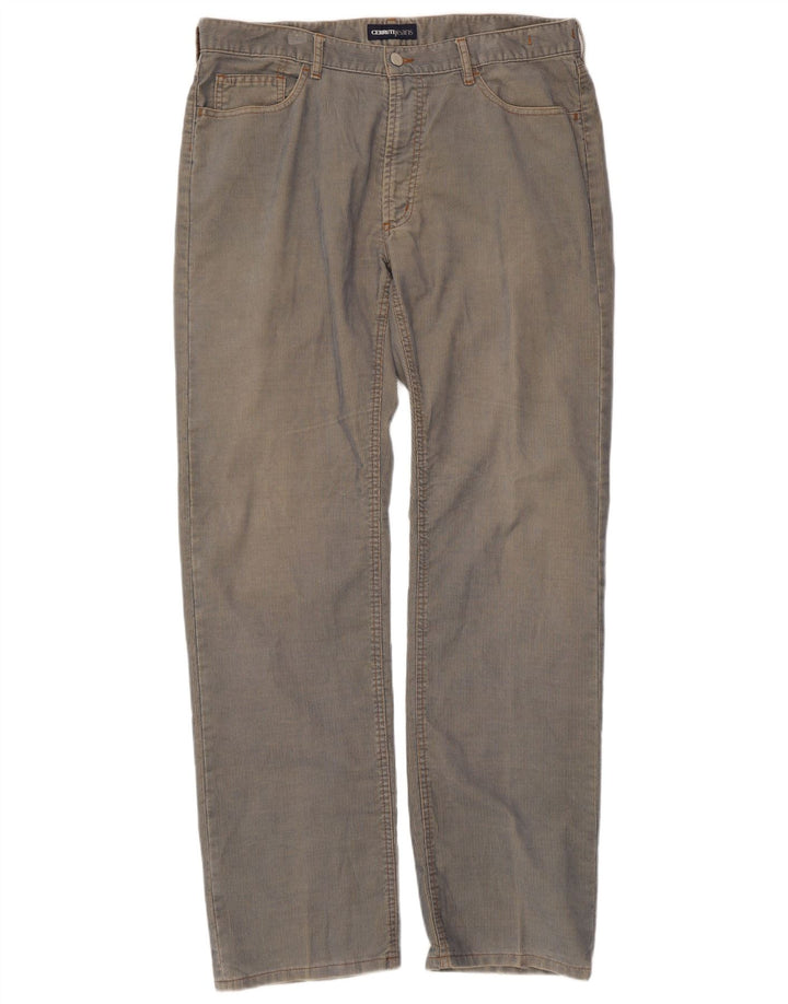 Pantaloni dritti da uomo in velluto a coste Cerruti W38 L34 poliestere blu