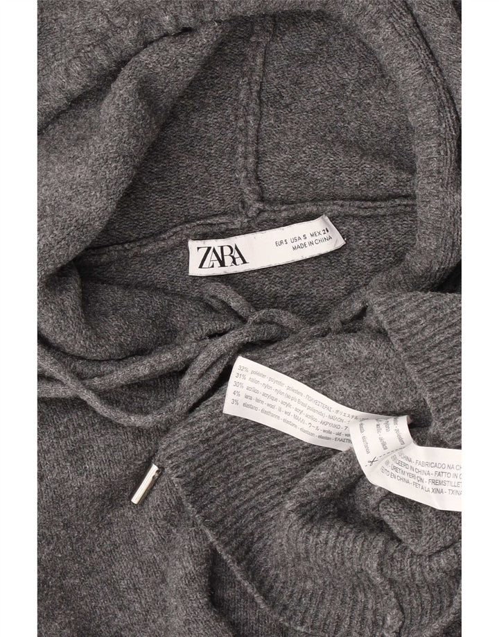 Maglione oversize con cappuccio da donna Zara UK 10 piccolo poliestere grigio