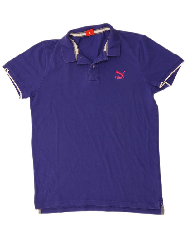 Polo Puma da uomo grande in cotone blu