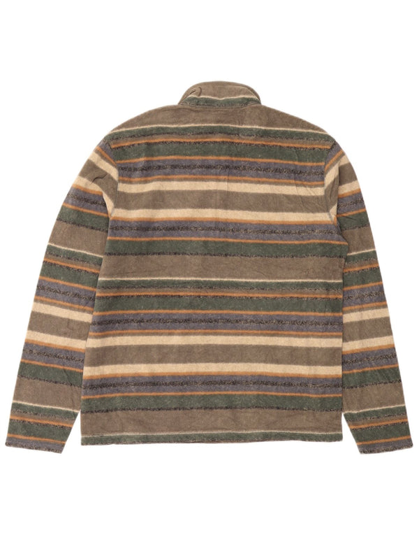 EDDIE BAUER Maglione in pile da uomo con zip e collo medio a righe multicolore