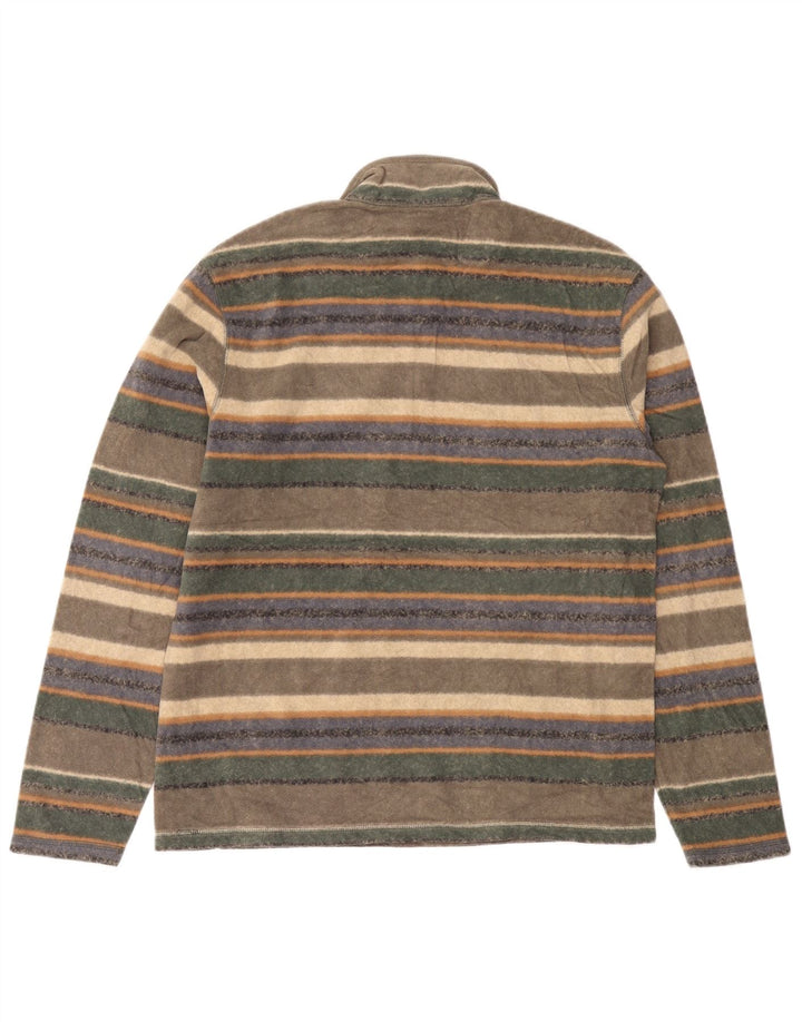 EDDIE BAUER Maglione in pile da uomo con zip e collo medio a righe multicolore