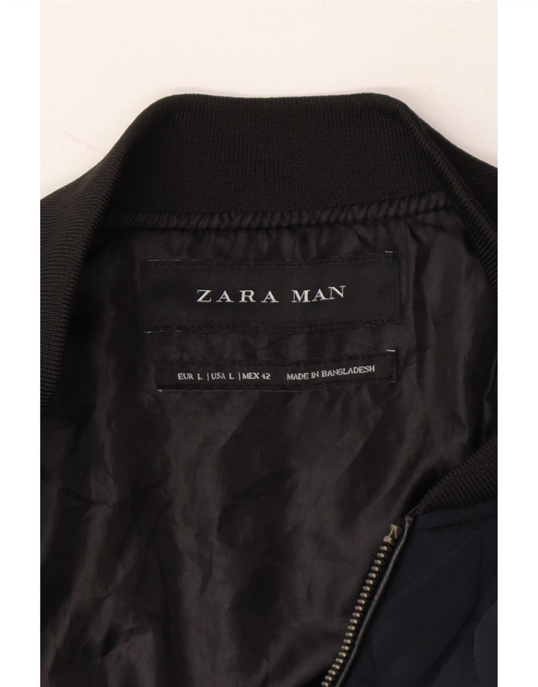 ZARA Mens Quilted Jacket UK 40 Large Navy Blue Polyester Vintage Zara and Second-Hand Zara from Messina Hembry 