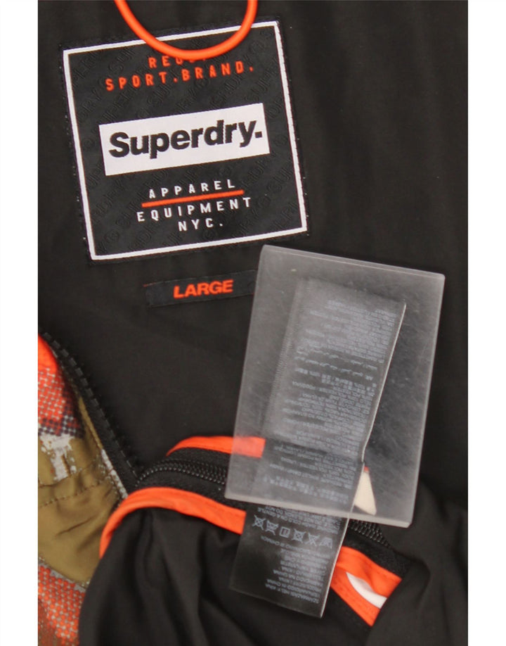 Giacca antipioggia da uomo con cappuccio SUPERDRY UK 40 grande nera maculata
