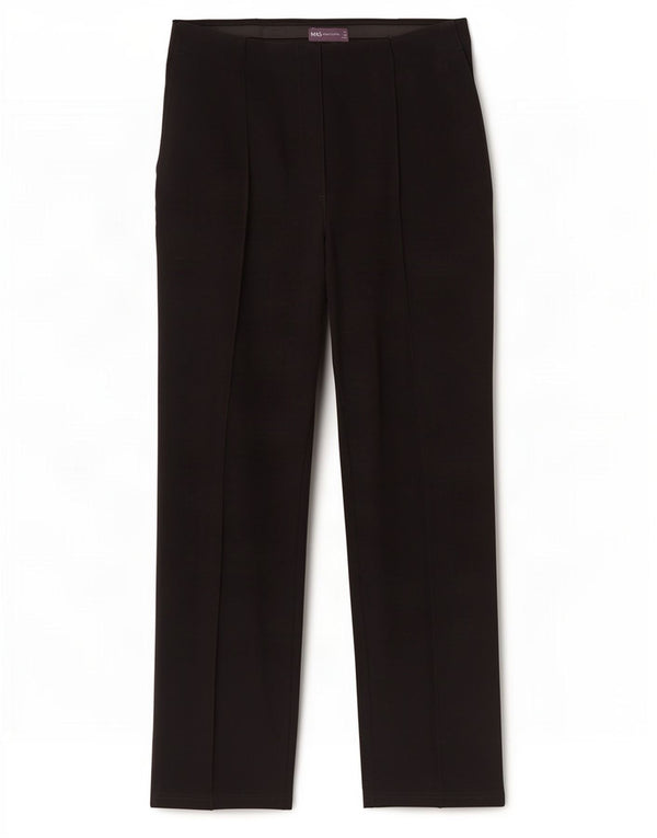Marks & Spencer Womens Straight Chino Trousers UK 14 Large W32 L28 Black