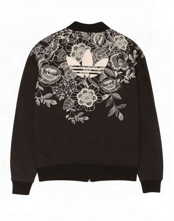 Giacca da ginnastica grafica da donna Adidas UK 10 Small Black Floral