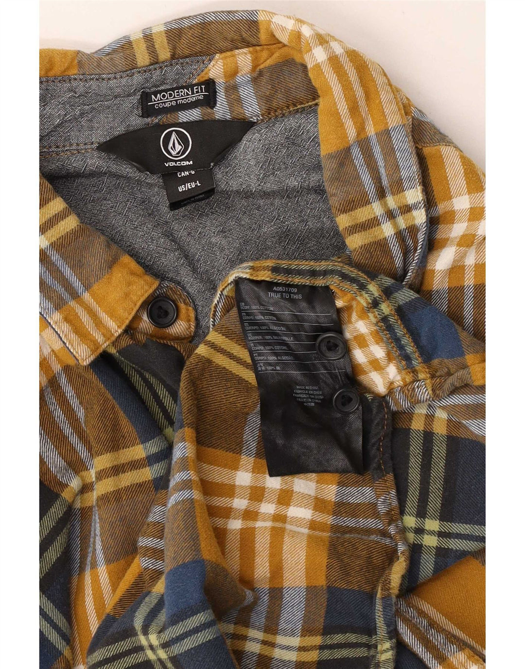 Camicia da uomo in flanella dal taglio moderno Volcom, cotone a quadri multicolore grande