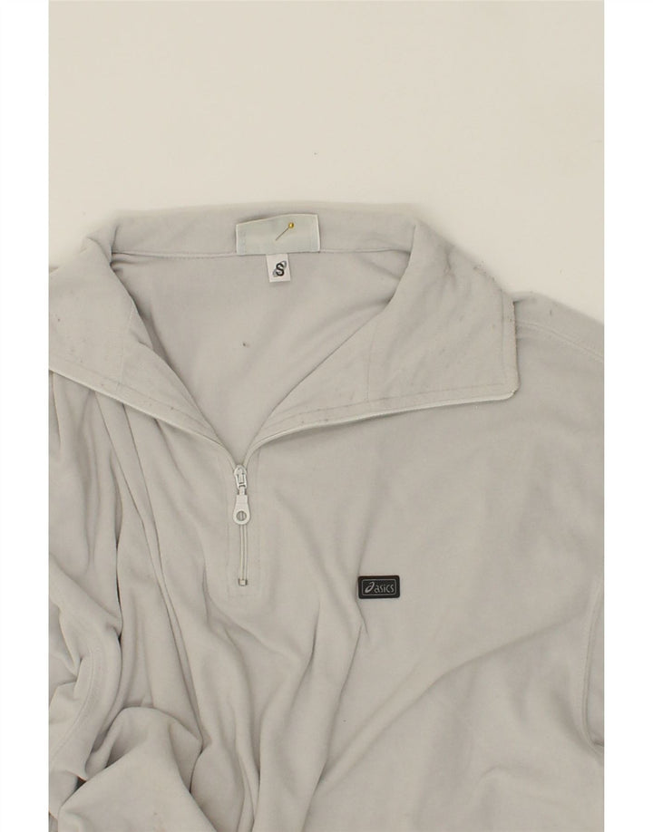 ASICS Mens Zip Neck Top Long Sleeve Small Grey Polyester Vintage Asics and Second-Hand Asics from Messina Hembry 