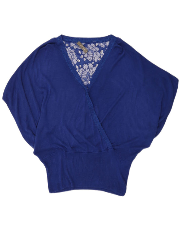 Oasis Camicetta a pipistrello da donna Top UK 14 Viscosa floreale blu medio