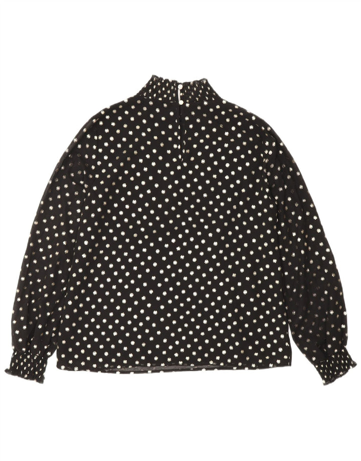 Camicetta a maniche lunghe da donna Oasis UK 12 Poliestere maculato nero medio