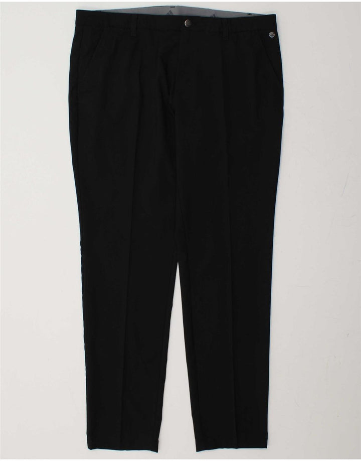 ADIDAS Mens Slim Chino Trousers W36 L32 Black Polyester