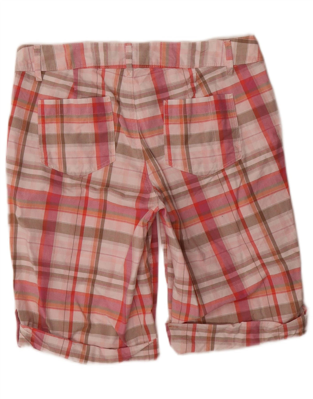 Pantaloncini chino da donna EDDIE BAUER US 6 medi W32 cotone a quadri rosa
