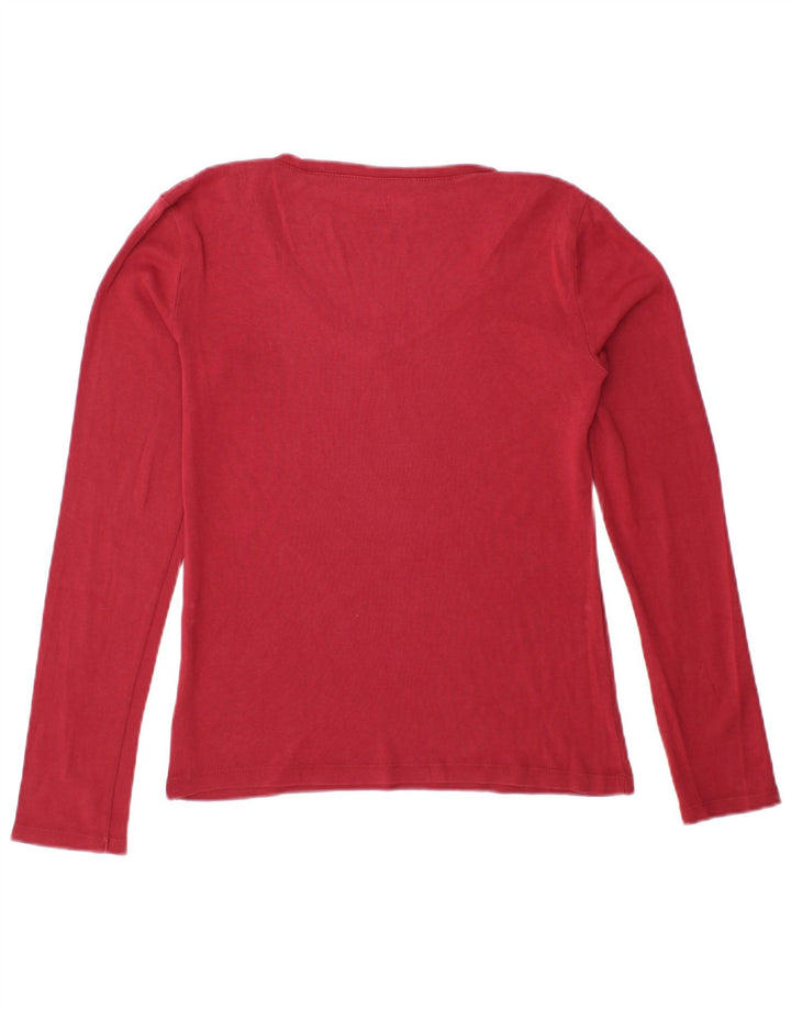 TOMMY HILFIGER Top da donna manica lunga UK 10 piccolo rosso