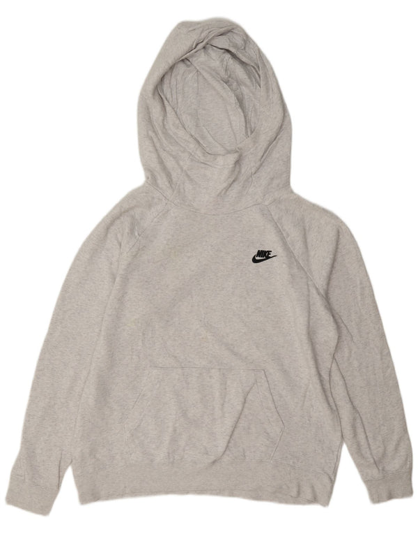Maglia con cappuccio da donna Nike UK 16 grande cotone chiazzato grigio