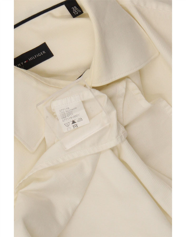 Camicia da uomo Tommy Hilfiger taglia 39 15 1/2 cotone bianco sporco medio