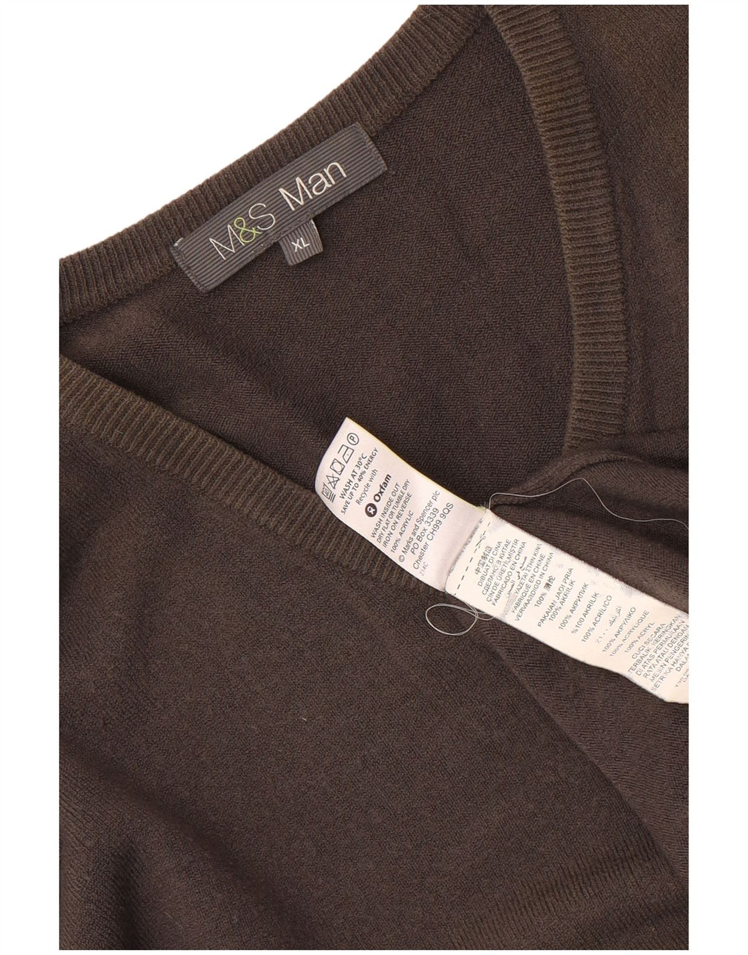 MARKS & SPENCER Maglione da uomo con scollo a V XL Grigio acrilico