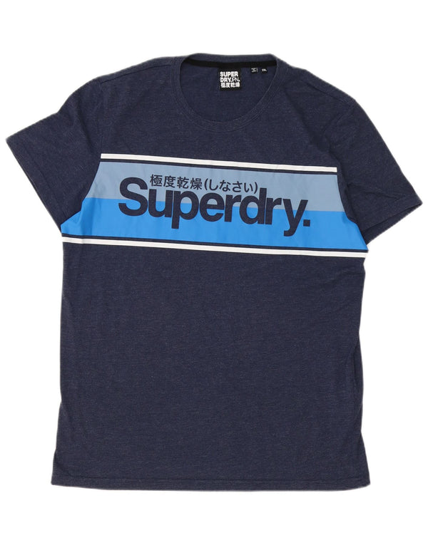 T-shirt grafica da uomo in popeline Superdry Top 2XL Blu navy a blocchi di colore