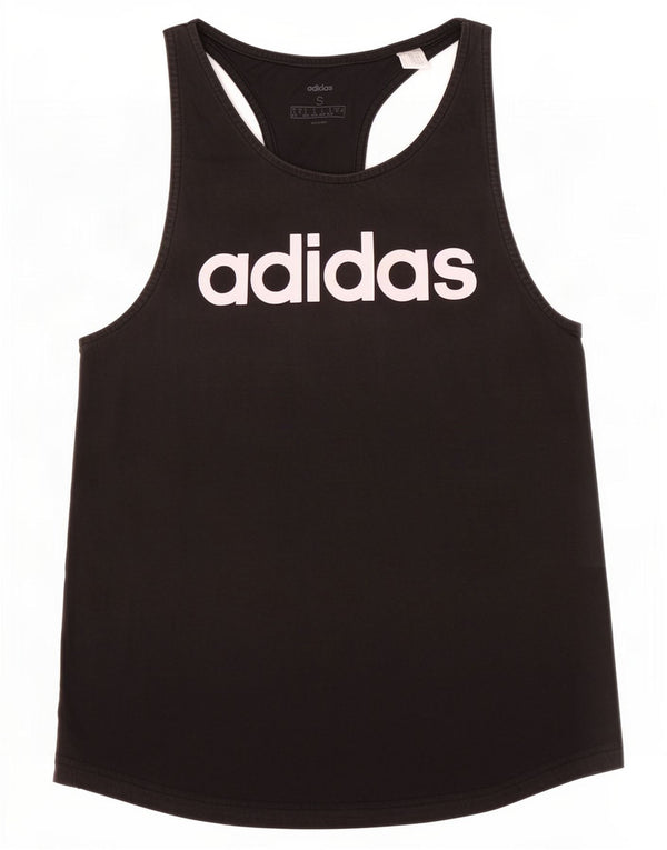 Canottiera grafica da donna Adidas UK 10 piccola in cotone nero