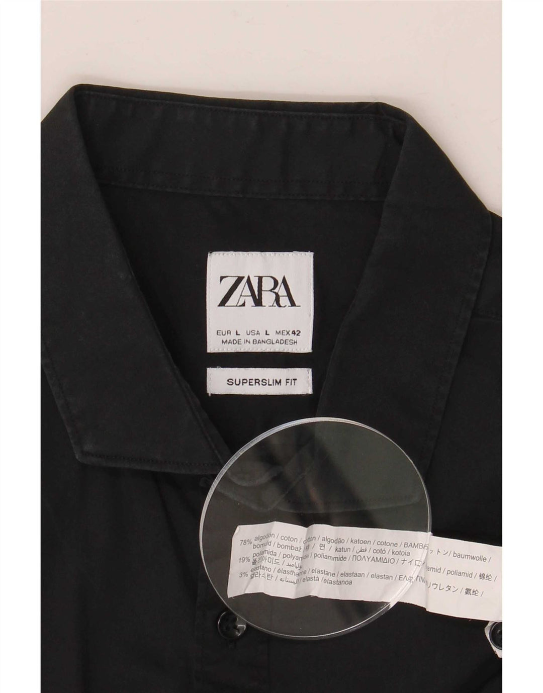 Camicia Zara da uomo super slim fit grande in cotone nero