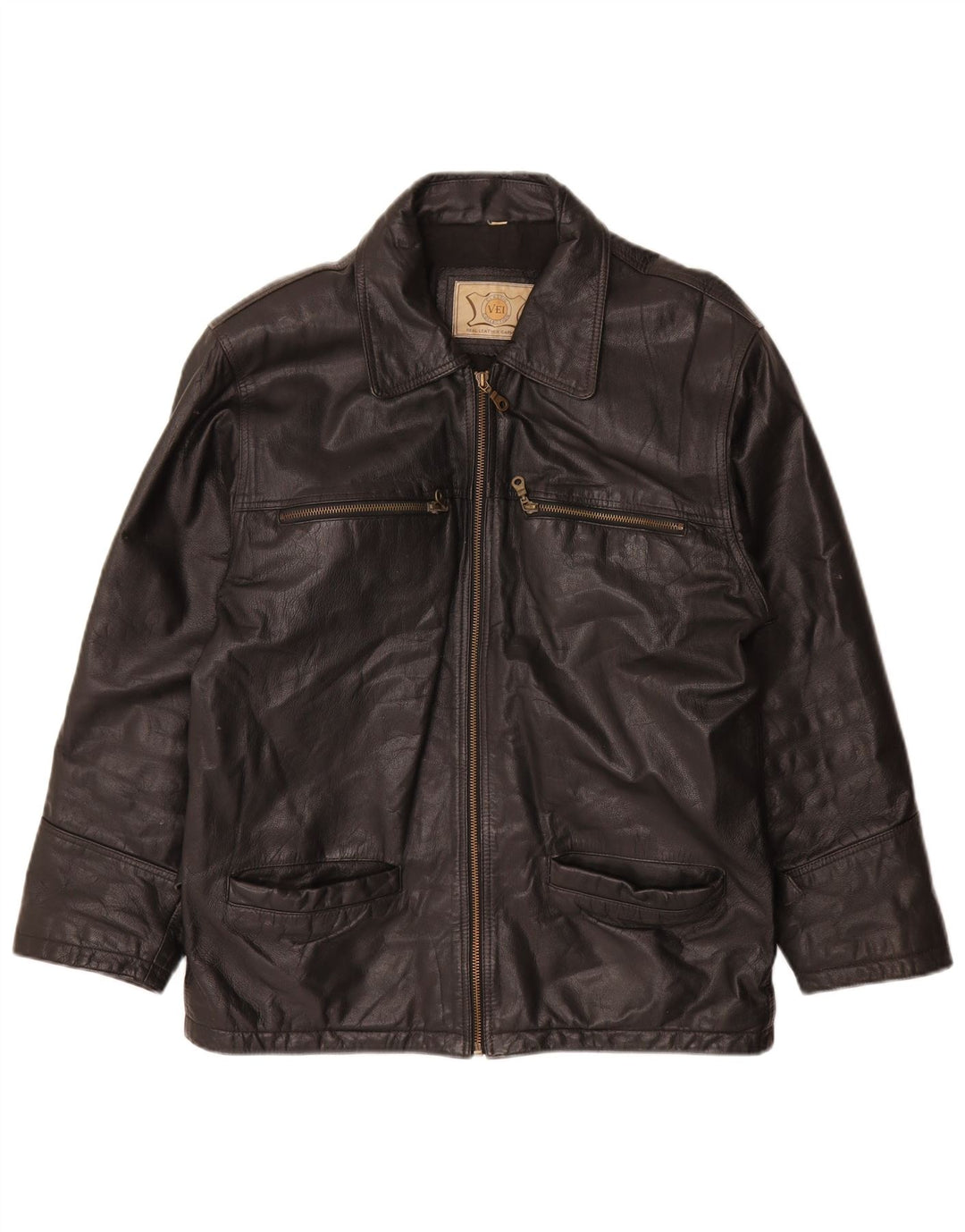 Giacca in pelle vintage da uomo UK 38 in pelle nera media