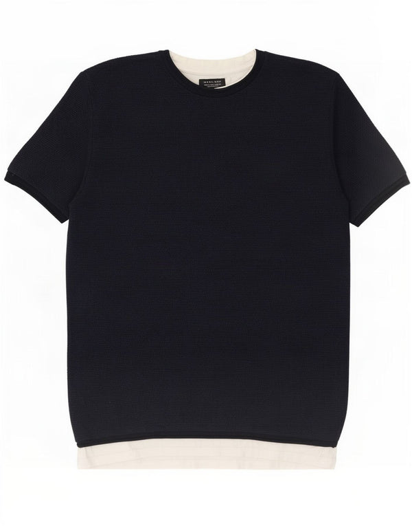 T-shirt Zara da uomo Top Large blu navy color block