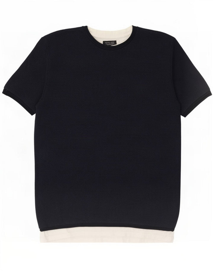 T-shirt Zara da uomo Top Large blu navy color block