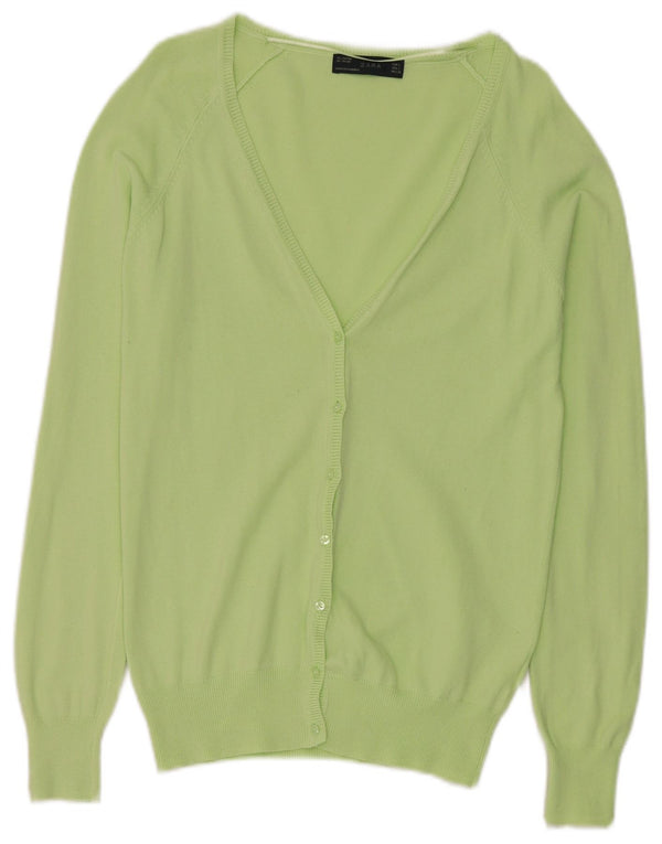 Maglione cardigan da donna Zara UK 14 grande cotone verde