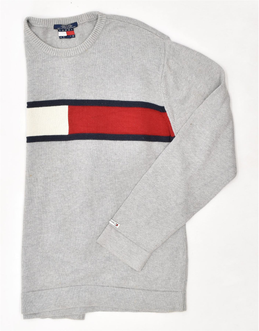 TOMMY HILFIGER Felpa grafica da uomo Maglione grande cotone grigio