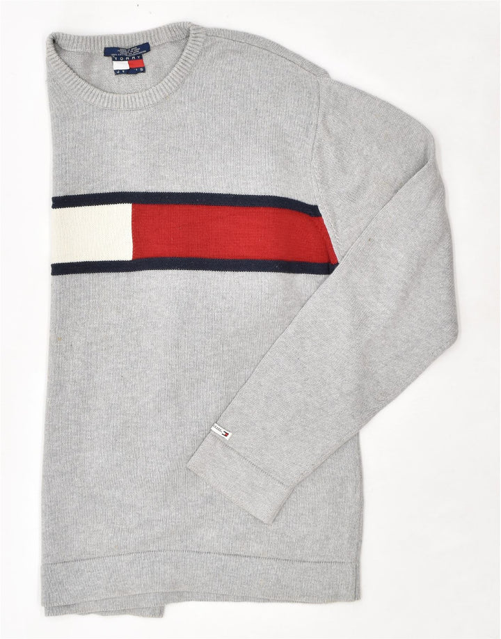 TOMMY HILFIGER Felpa grafica da uomo Maglione grande cotone grigio