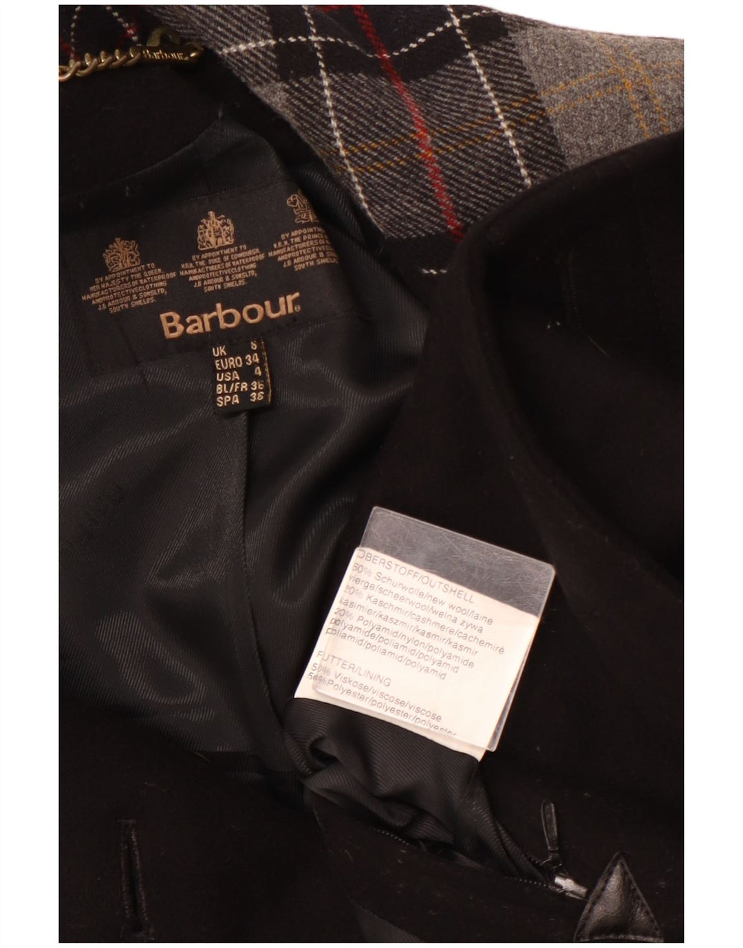 Trench da donna Barbour UK 8 piccolo in lana nera