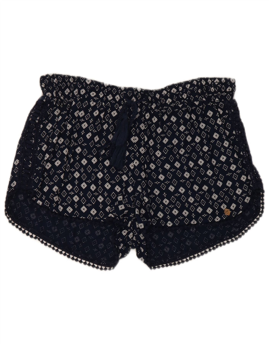 Pantaloni caldi da donna Superdry Large W32 in viscosa geometrica blu navy