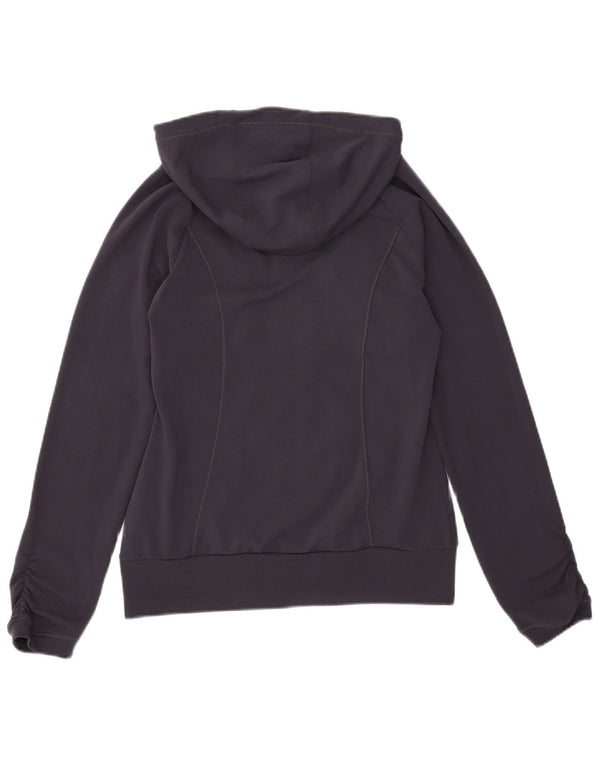 Maglione con cappuccio e zip grafica da donna Adidas UK 12 medio blu navy poliestere