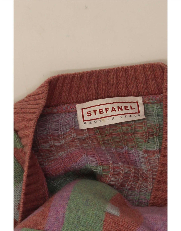 Maglione cardigan da donna Stefanel UK 18 XL multicolore geometrico